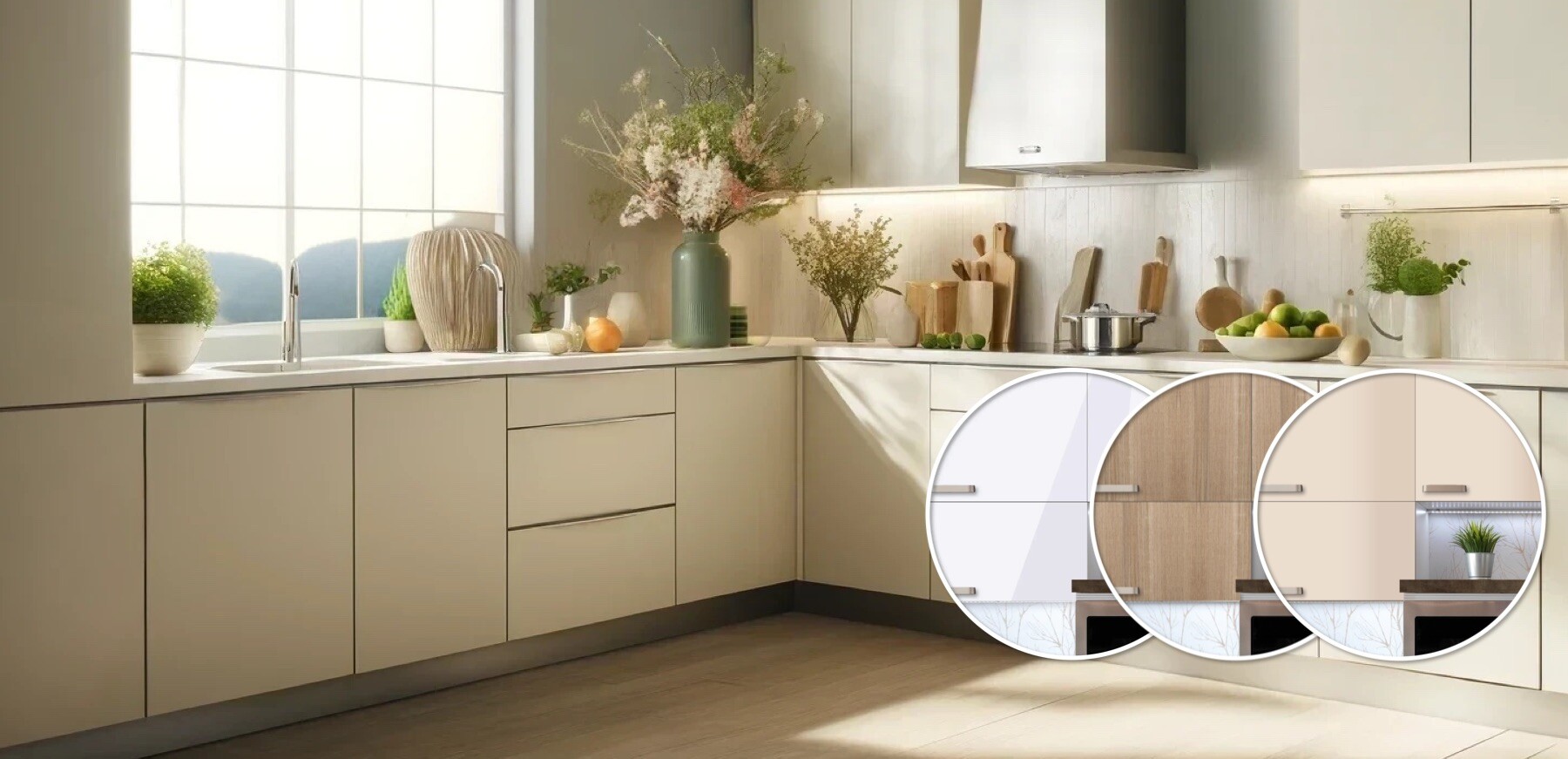 Portes de cuisine sur mesure posées lors d'une rénovation faite soi-même