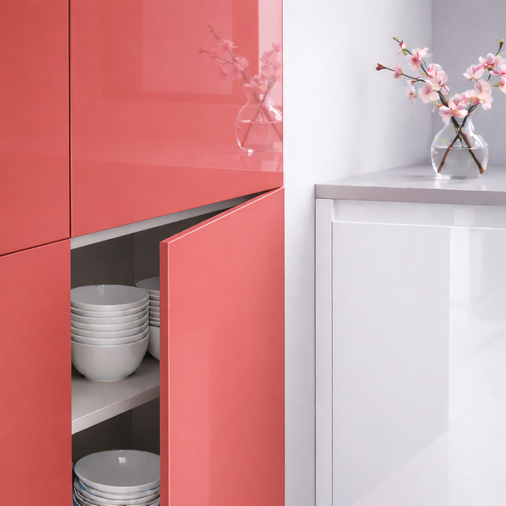 Porte de cuisine Rojo Pompei en finition Luxe brillante