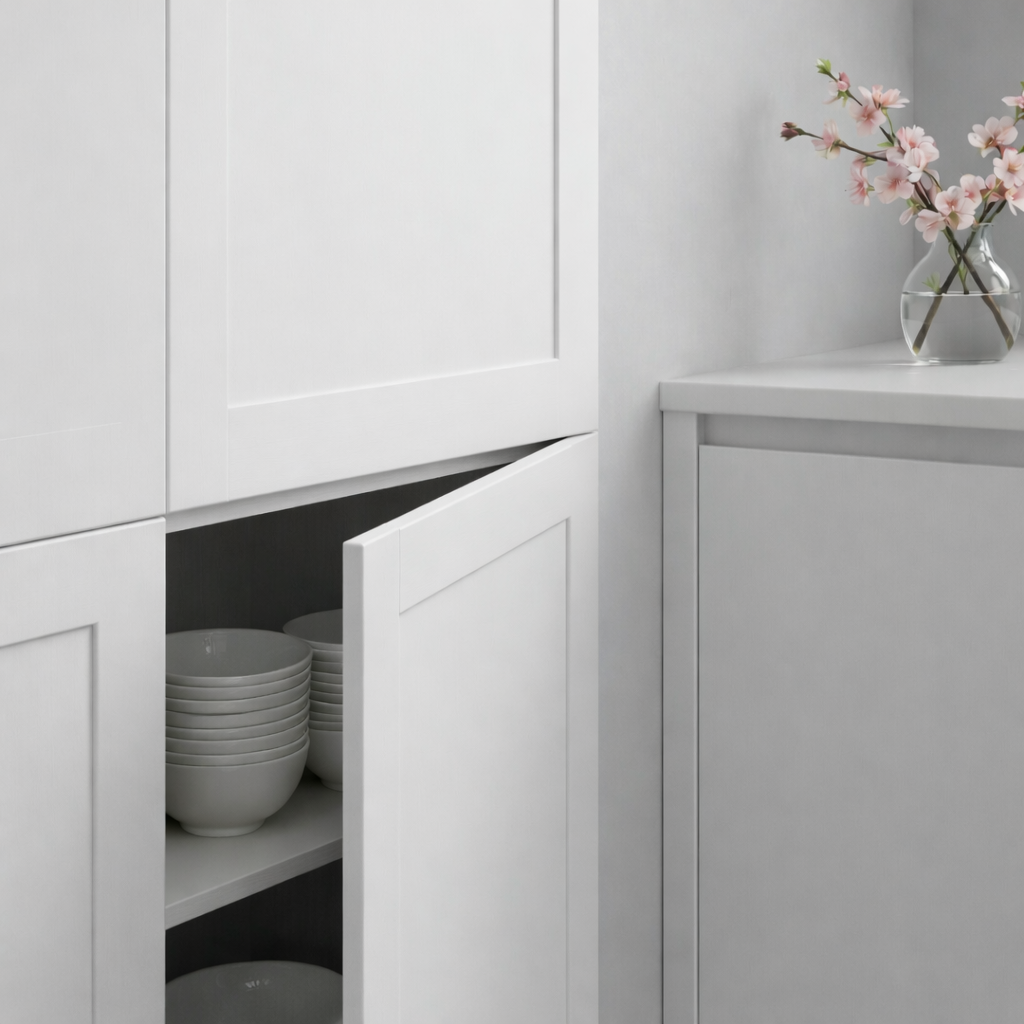 Porte de cuisine Quadro Slim Blanc SM en finition Zénit supermat